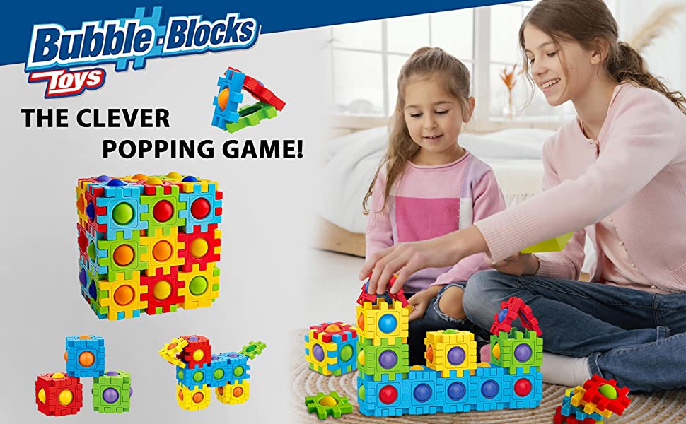 Bubble Pop It Building Blocks Puzzle  | Sensory Fidget Toy - 48pcs - Taylorson