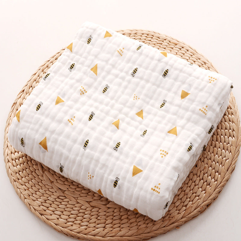 6-Layer Super Soft Muslin Cotton Baby Bath Towel - Busy Bee (110x110cm) - Taylorson