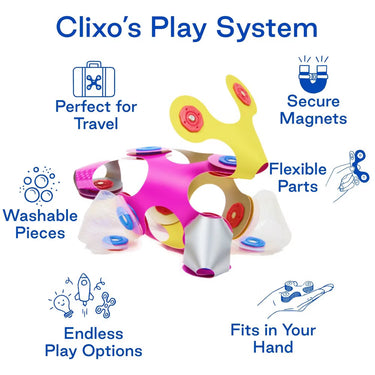 Clixo Tiny & Mighty Magnetic Toy 9pcs Pack - Sparkle (4-99 years)