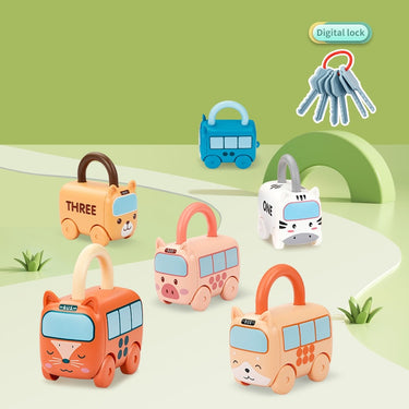 Happy Animals Matching Lock & Key Toy Car (6 Pack) - 18 months +