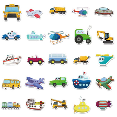 Busy Vehicles Decorative Stickers Set (50pcs)