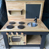 100% NZ Made: Kids Mud Kitchen with Oven Door, Chalk Board, Working Tap and Sink (100cm)