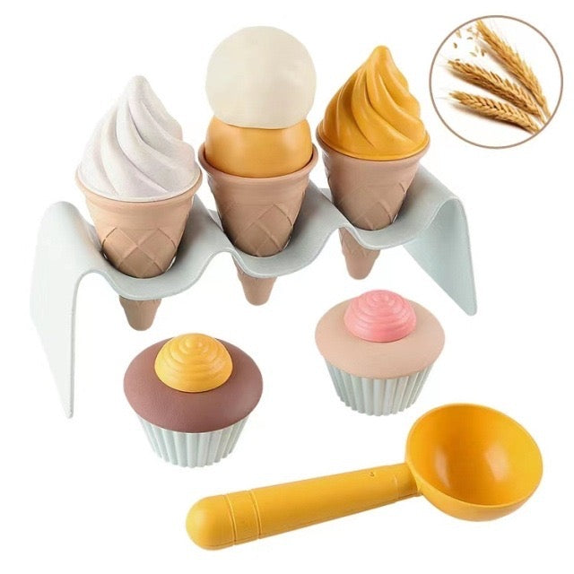 Eco-friendly Wheat Straw Ice-Cream Beach Toy Set (7pcs)