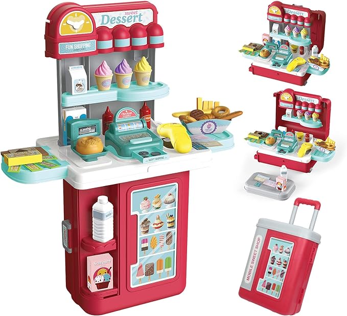 4-in-1 Mobile Dessert Shop Set with Light & Sound - 54 pieces