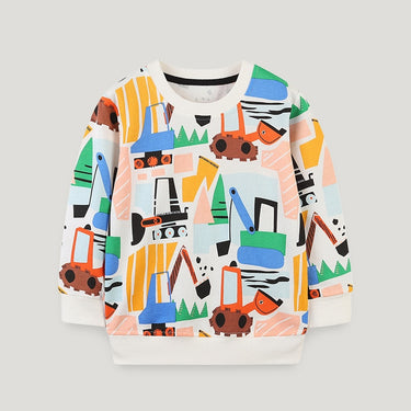 100% Cotton Vibrant Construction Vehicles Kids Sweater (2-7 years)