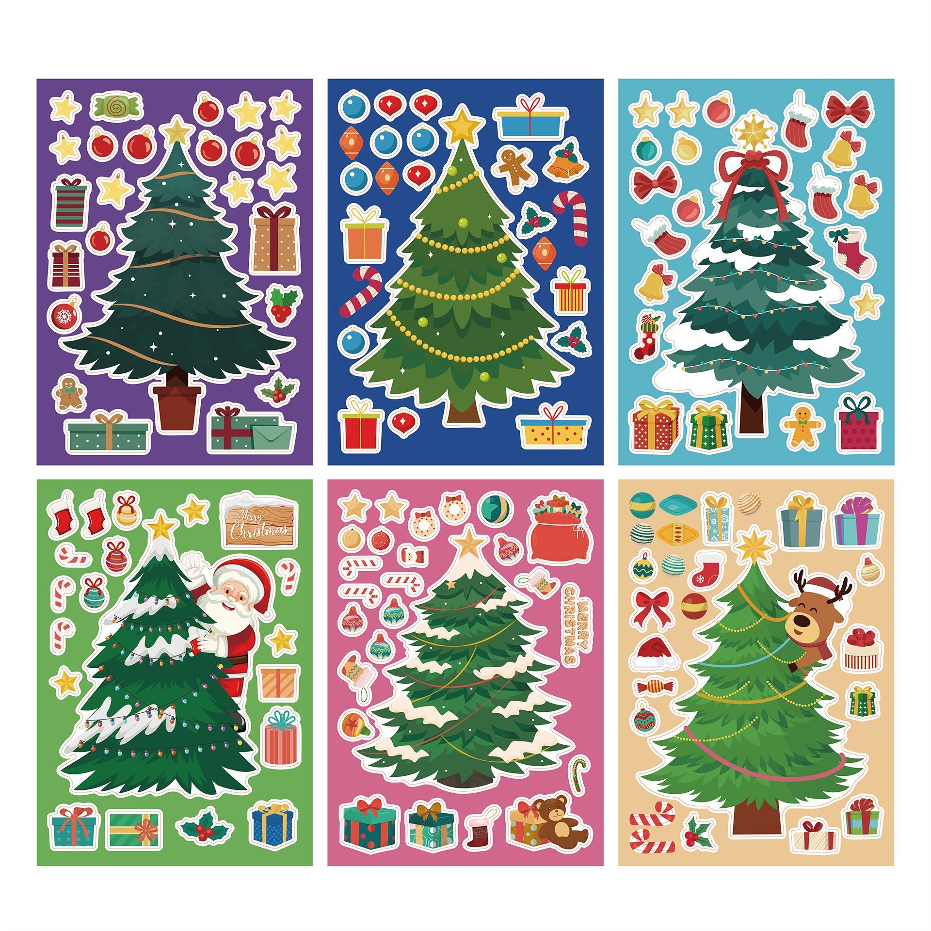 Christmas Tree Stickers Set - 12 Sheets of Festive Decorative Fun