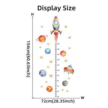 Kids Growth Chart Height Ruler Sticker - Rocket & Spaceship