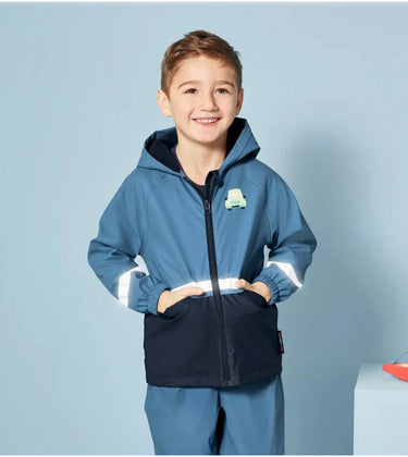 Two-Tone Fleece Lined Windproof & Waterproof Kids Rain Jacket - Car (1-8 years)