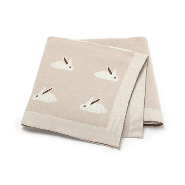 100% Cotton Super Soft Baby Knitted Blanket - Bunny (100x80cm)
