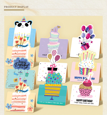 Mini Happy Birthday Greeting Card 10pcs Pack (9.8cmx11.3cm)