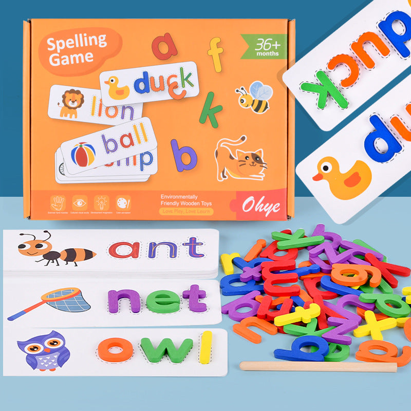 Spelling Games Matching Sight Words Flash Cards with Wooden Alphabet Set