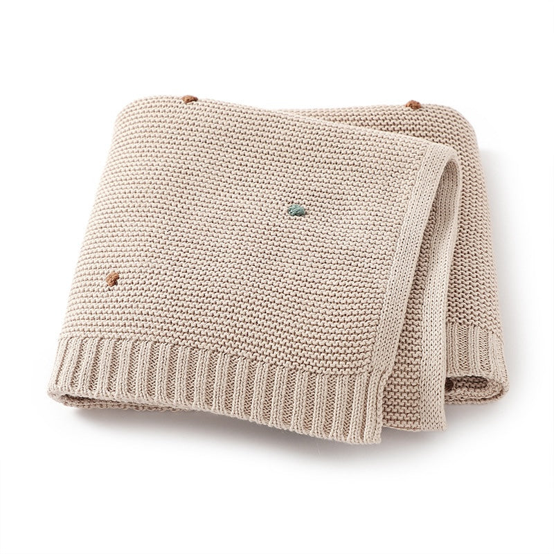 100% Cotton Super Soft Baby Knitted Blanket - Polka (70x90cm)