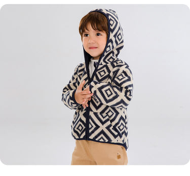 Kids Winter Hooded Fleece Jacket - Geometric (2-8 years)