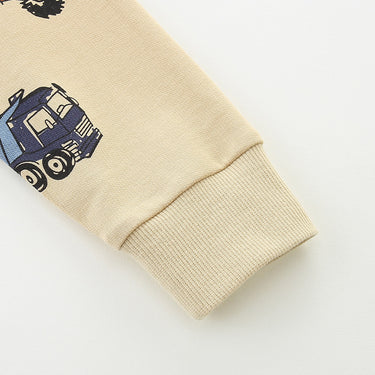 100% Cotton Construction Vehicles Print Kids Autumn Sweater (2-7 years)