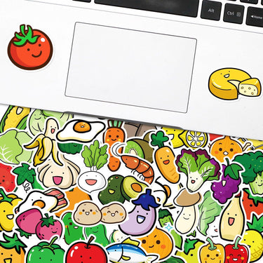 Fruits and Vegetables Cartoon Style Decorative Stickers Set (50pcs) - Taylorson
