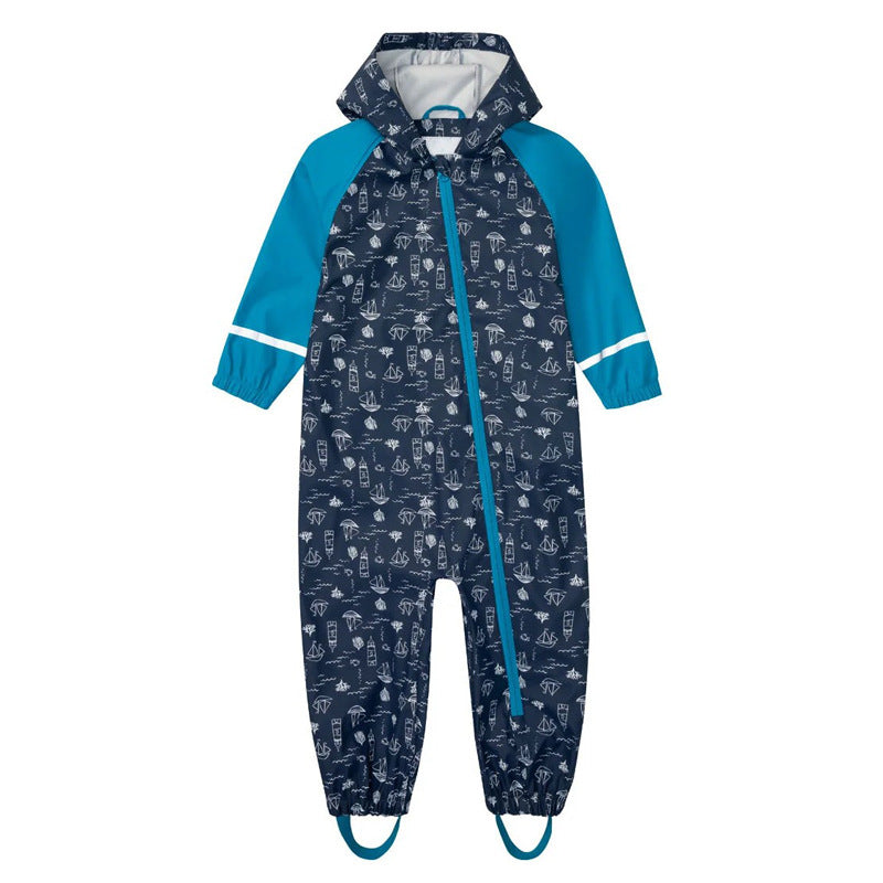 All-in-One Kids Waterproof Rainwear - Peacock Blue (6 months - 6 years)