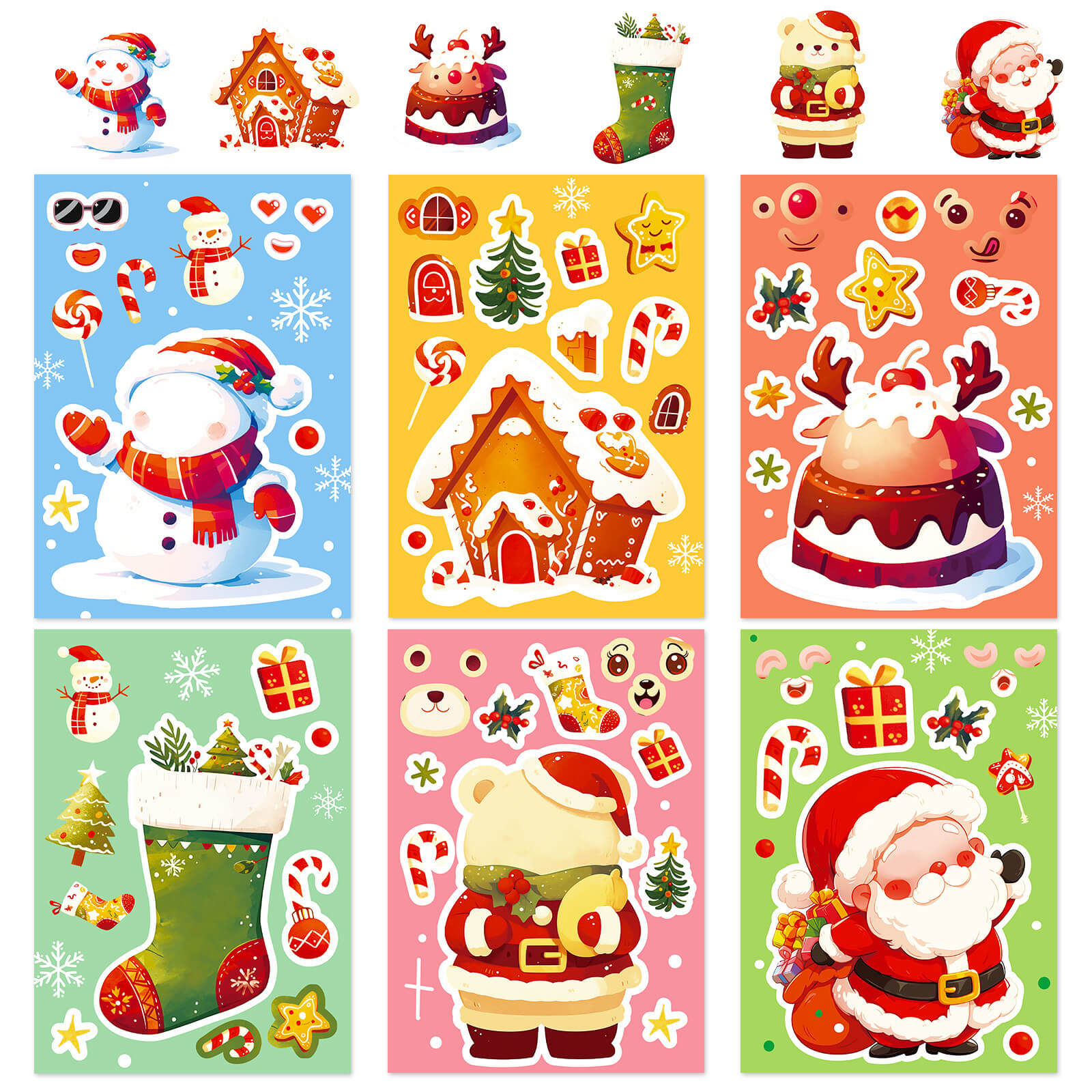 Christmas Santa & Ginger Bread House Stickers Set - 6 Sheets of Festive Decorative Fun (Copy)