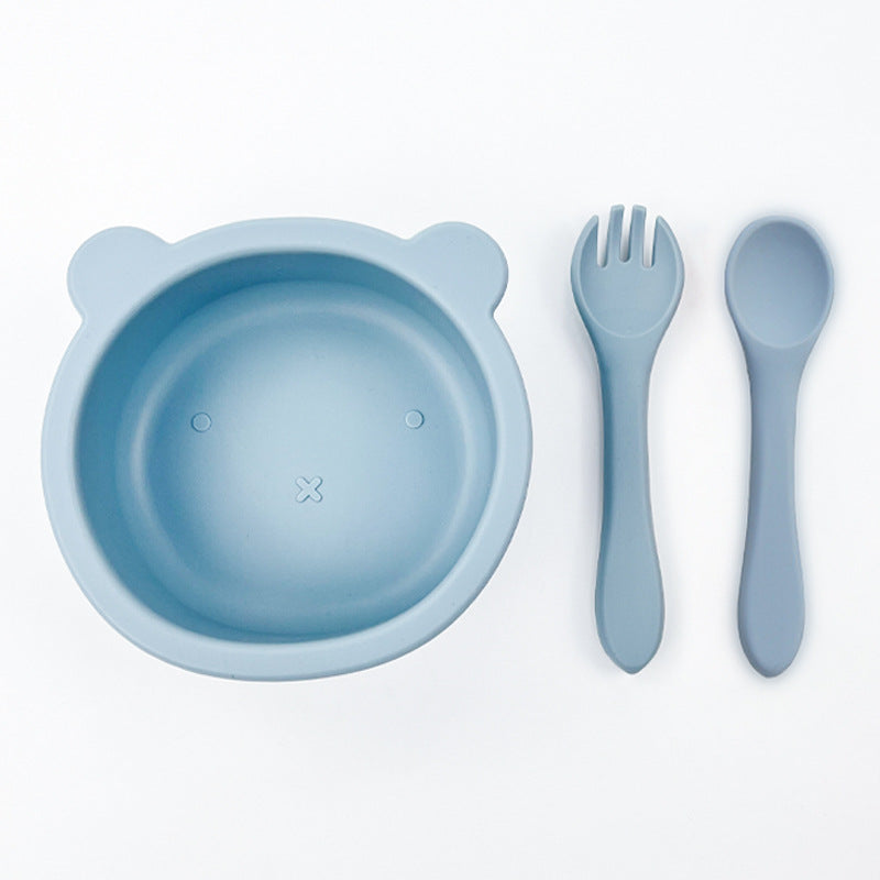 Silicone Suction Bowl & Cutlery Set - Bear