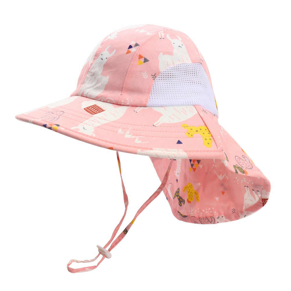 Large Brim Kids Sun Hat with Neck Protection - Alpaca (2-5 years)