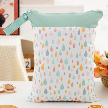 Double Pocket Eco-Friendly Large Wet Bag - Pastel Raindrops