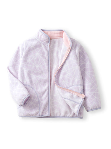 Autumn Winter Kids Fleece Jacket - Geometry Pastel Purple (2-8 years)
