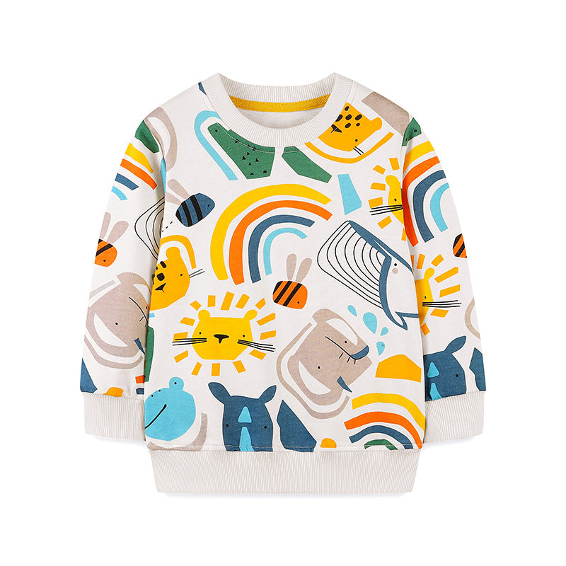 Wild Animal & Rainbow Print Kids Autumn Sweater (2-7 years)