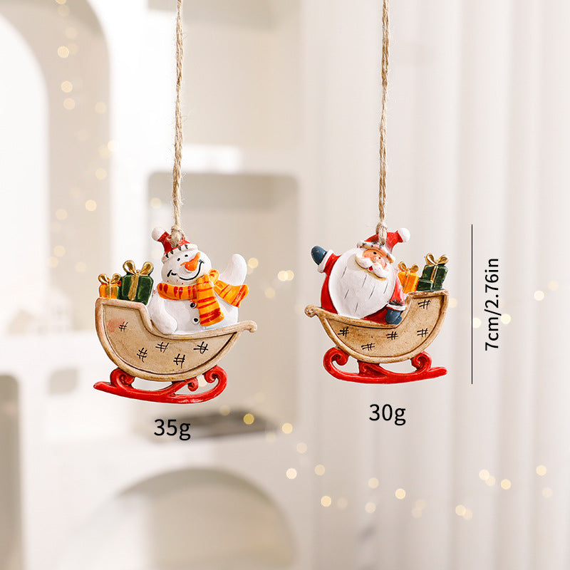 Christmas Tree Decoration - Santa, Snowman, Reindeer Ornaments (2pcs set)