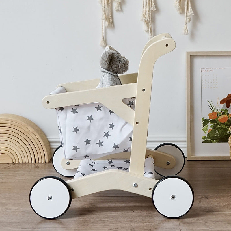 Pretend-Play: Wooden Shopping Cart and Baby Walker - Star