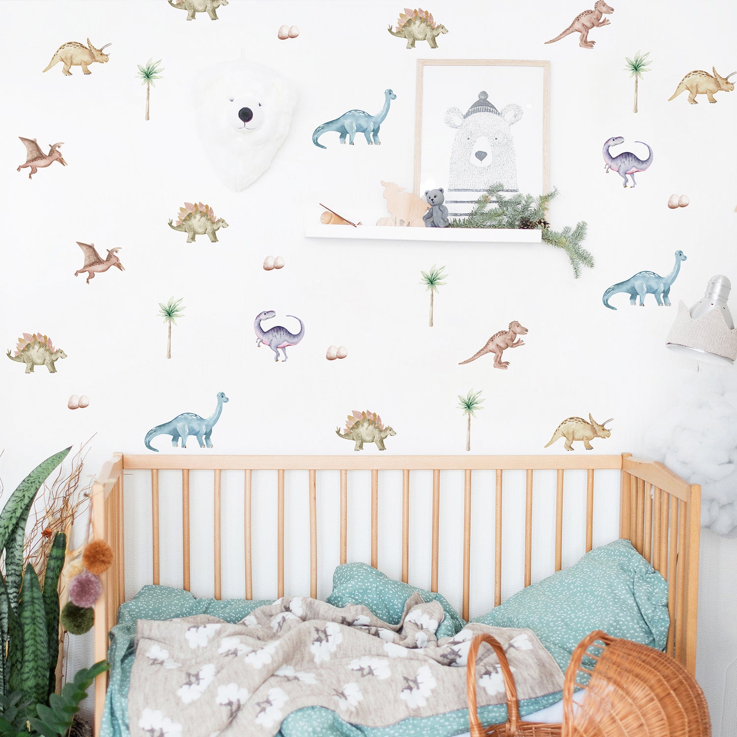Watercolor Dinosaurs Wall Decals | Kids Room Wall Stickers - 40pcs - Taylorson