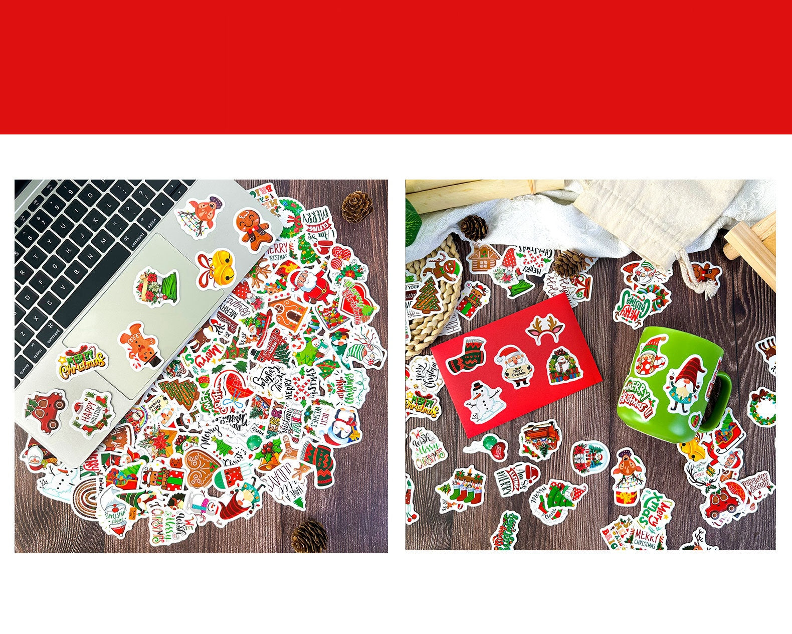 Christmas Theme Various Decorative Stickers Set (100pcs)