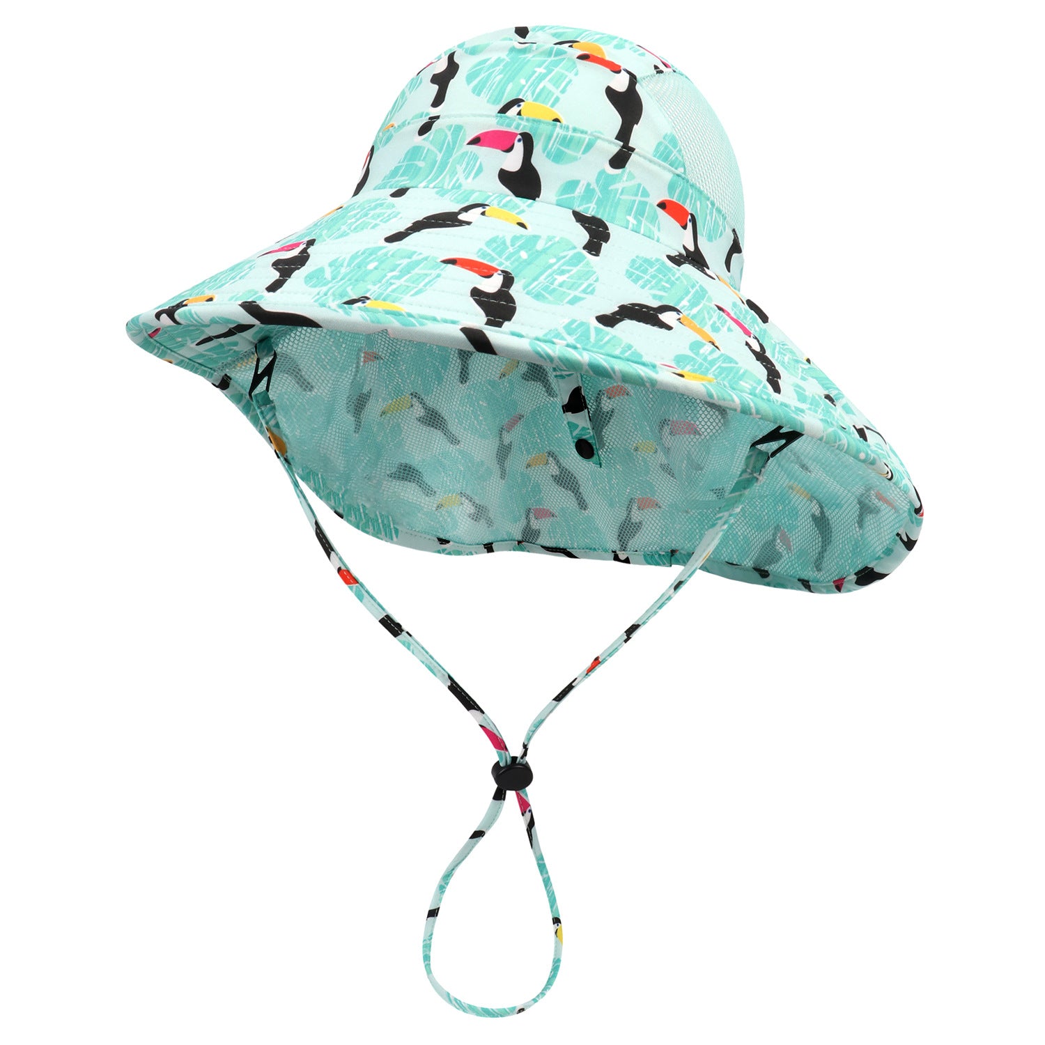 Large Brim Kids Sun Hat with Neck Protection - Toucan (6 months - 5 years)