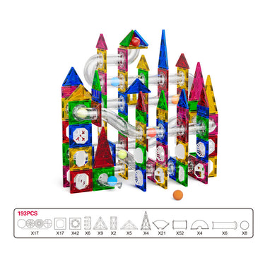 193pcs Magnetic Tiles Ball Run Pipe Set
