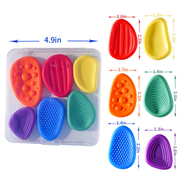 6pcs Textured Sensory Fidget Stones with Storage Case (3 years+) 