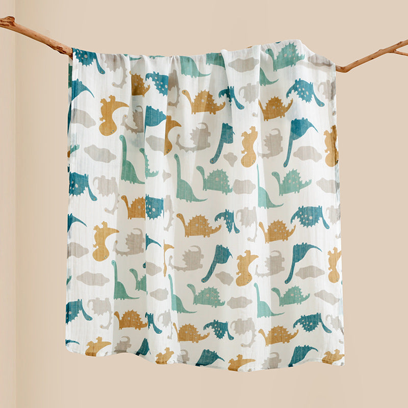 Double Layer Baby Muslin Swaddle Blanket - Dinosaur