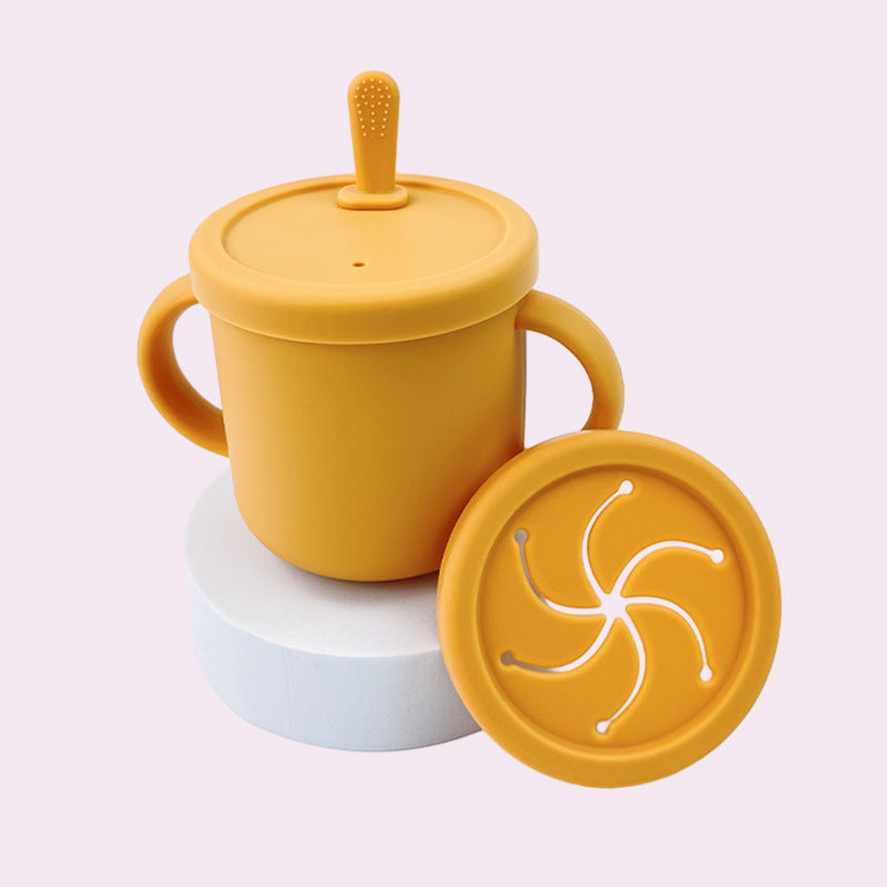 2-in-1 Silicone Snack Cup & Sippy Cup with Straw