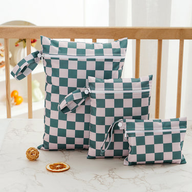 3pcs Set Eco-Friendly Waterproof Wet Bags - Classic Checked