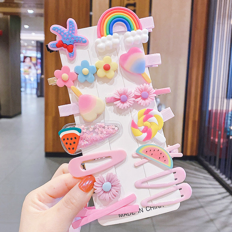 10pcs Rainbow, Fruits and Florals Hair Clips Set