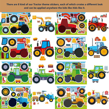 Farm Tractors Decorative Puzzle Stickers (16 sheets)