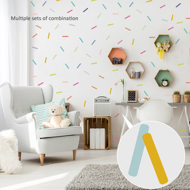 Multi-Colour Confetti Wall Decals - Nursery Decor 48pcs (Self-Adhesive)