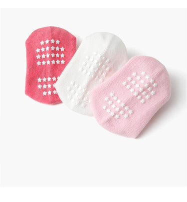 Pink Polka & Stripe Anti-Slip Kids Socks for 1-5 Years (12 Pairs)