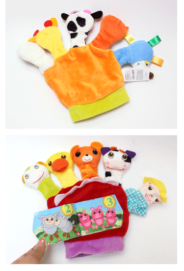 Happy Animals Children's Finger Puppet Set - 10 Characters on Left Hand & Right Hand