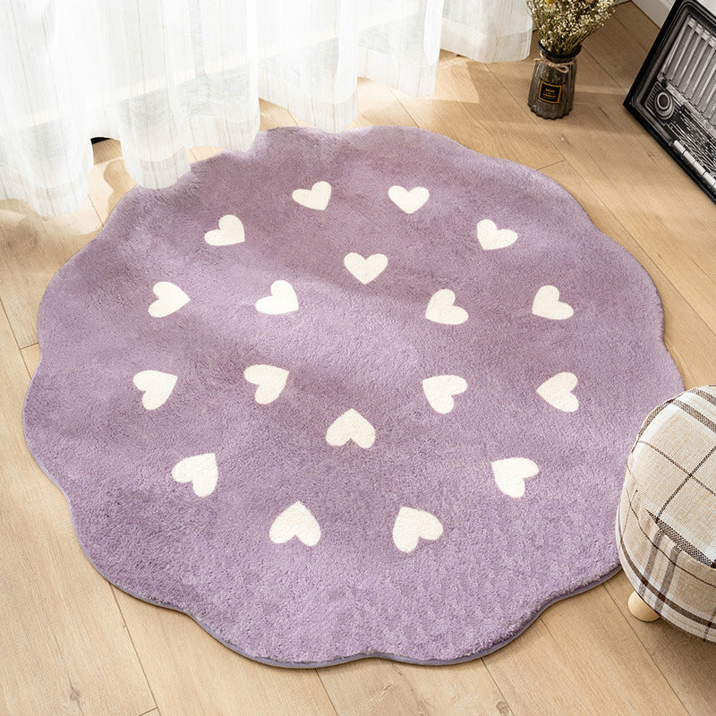 Heart in Floral Shape Kids Room Rug | Kids Play Mat (80cm)