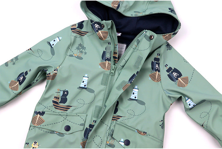 Kids Waterproof Rainwear Jacket - Pirate Ship (2-8 years)