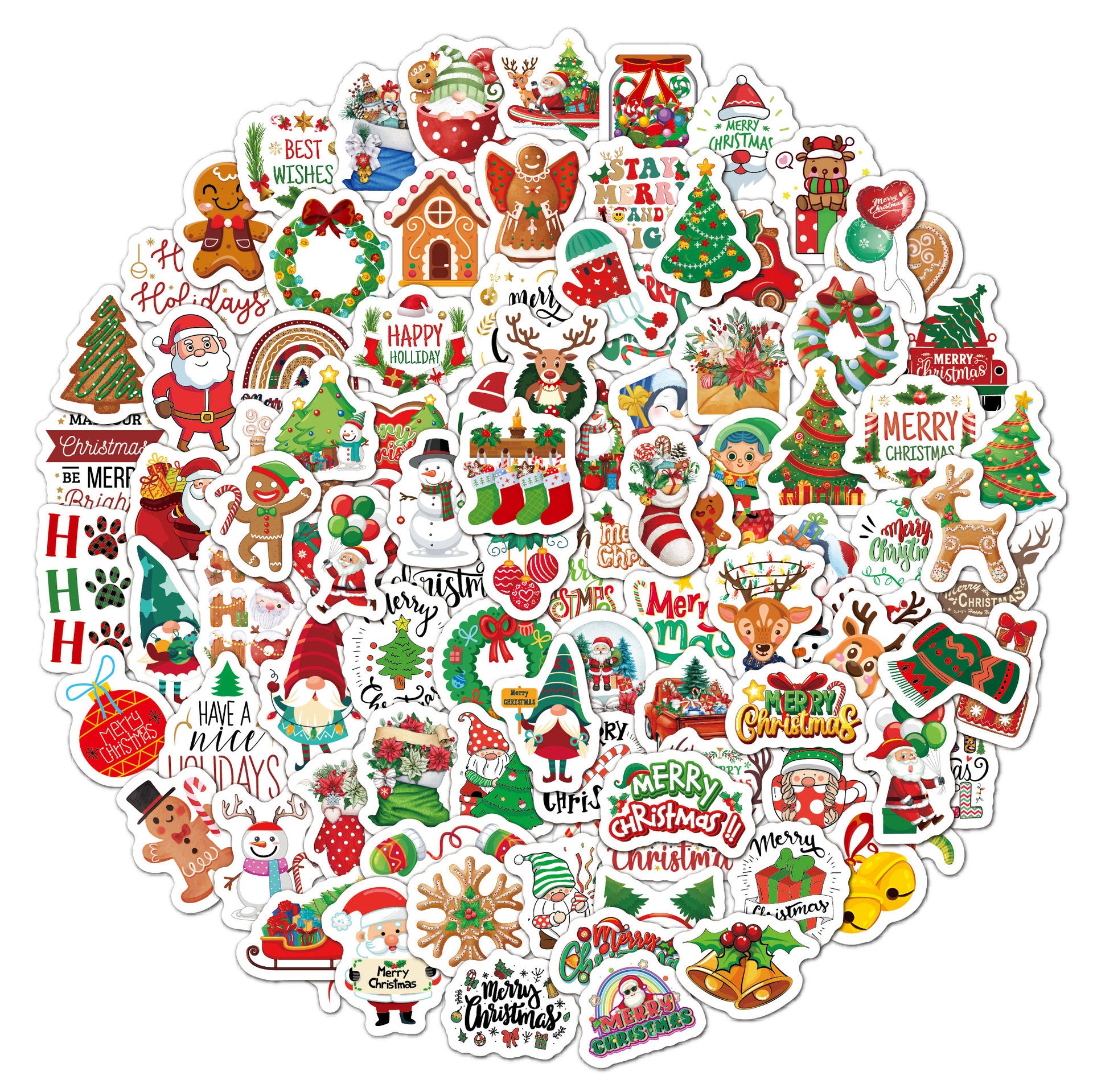 Christmas Theme Various Decorative Stickers Set (100pcs)