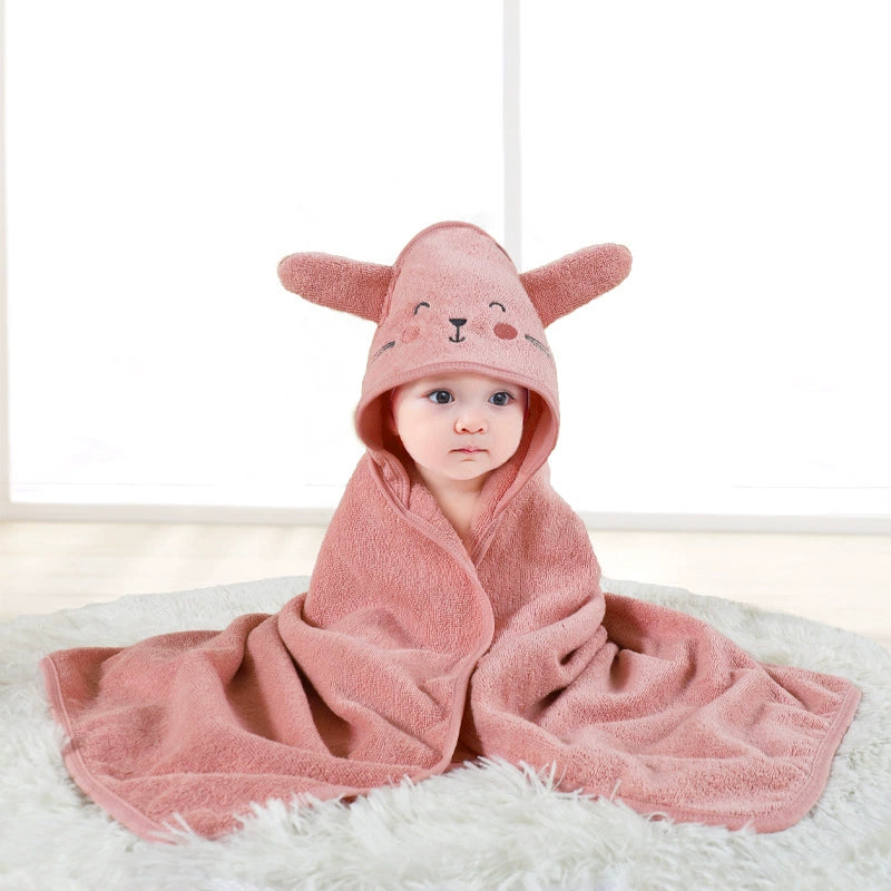 Soft 100% Cotton Hooded Towel for Babies & Kids – Animal Design (90x90cm)