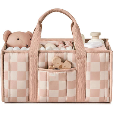 Grab and Go Nappy Organizer Caddy Bag - Checked (38x25x18cm)