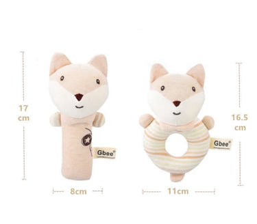 Organic Cotton Baby Rattle Animal Plush Toy - Fox (2 pack)