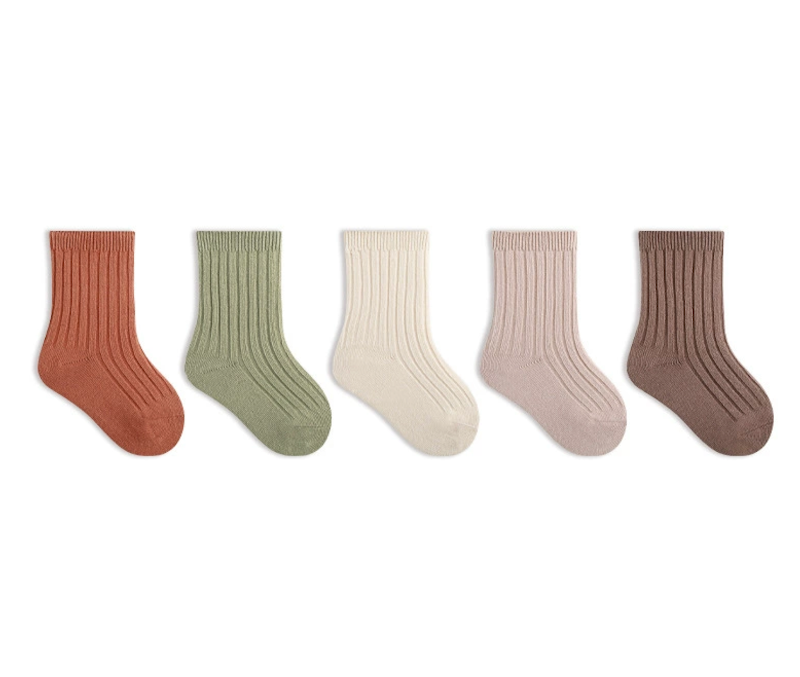 OEKO-TEX certified Earth Tone Baby Socks (Lycra Cotton)  - 5 pairs set