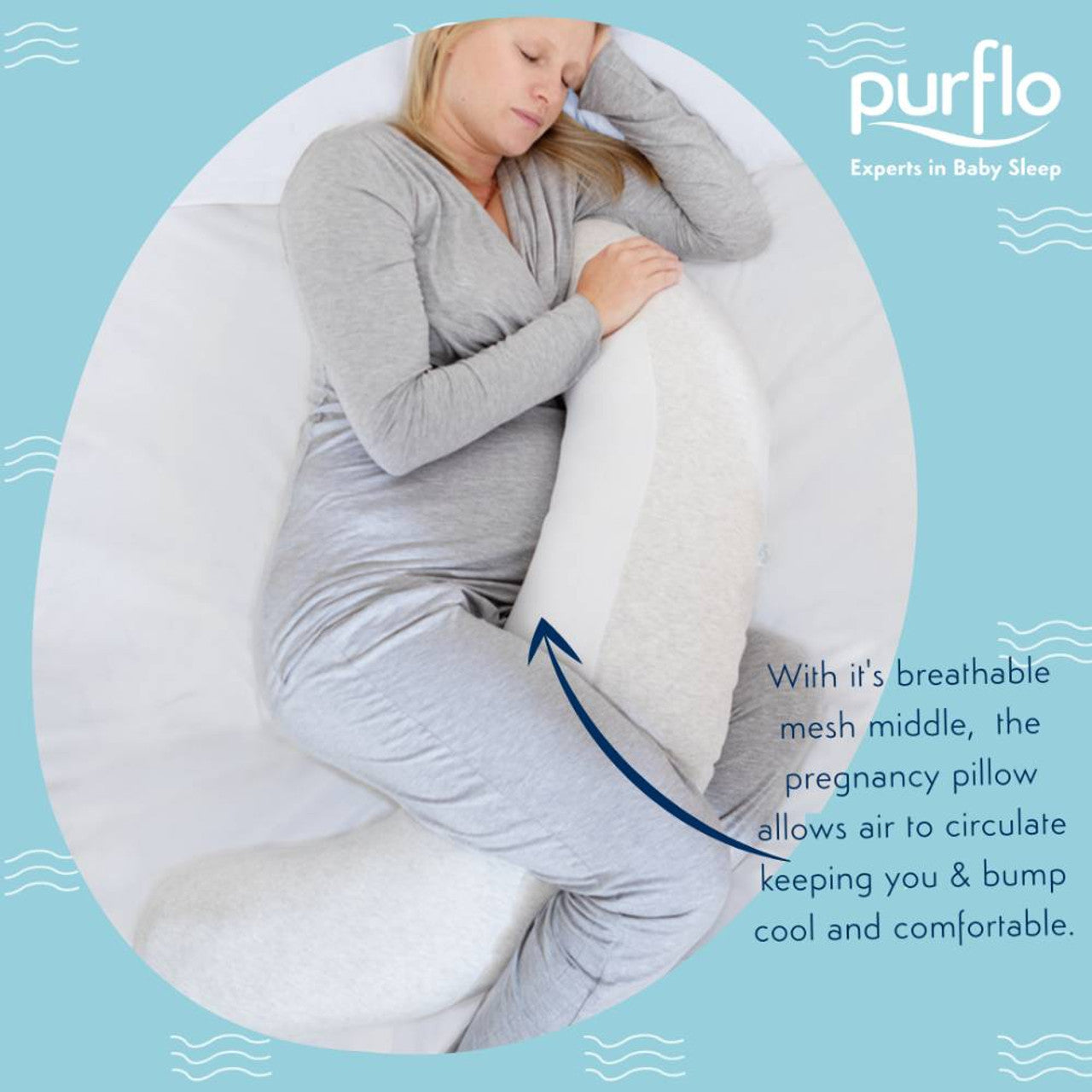 Purflo Breathe Pregnancy Pillow - Botanical