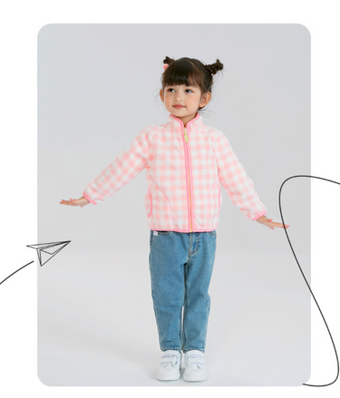 Autumn Winter Kids Fleece Jacket - Pink Checked (2-8 years)